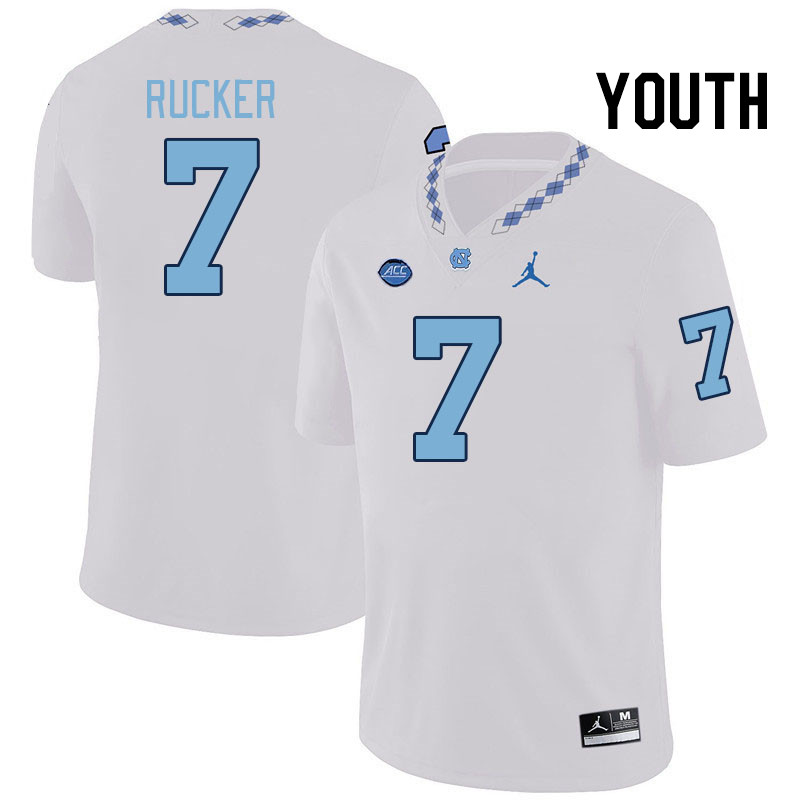 Youth #7 Kaimon Rucker North Carolina Tar Heels College Football Jerseys Stitched-White